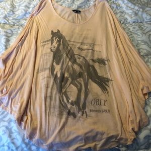 Obey horse print poncho-Size M